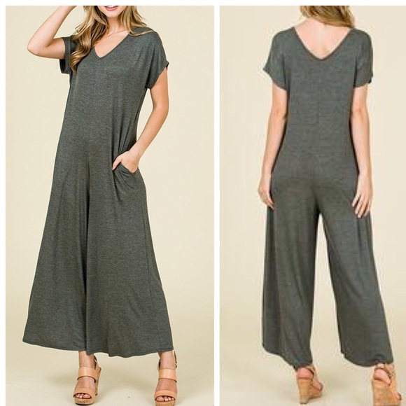 Pants - Last 1️⃣ Charcoal V-Neck Jumpsuit